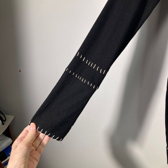 Free People Miranda Mini Dress Body Con M Black Stitch Detail  NWT - Picture 6 of 11